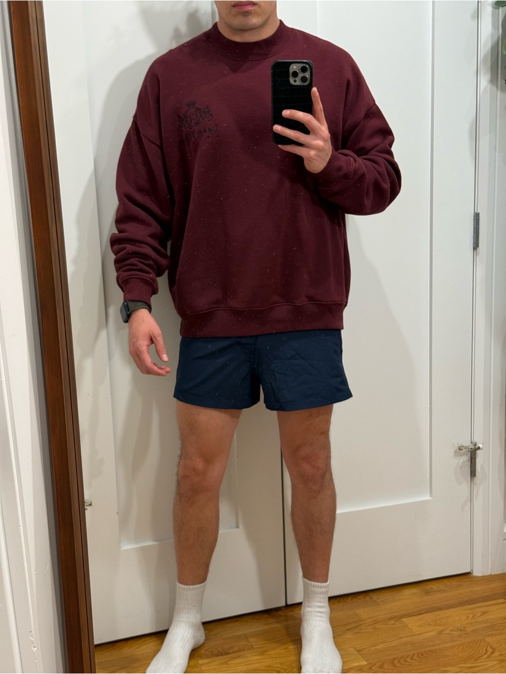 Abercrombie & Fitch Oversized Maroon Crewneck Sweatshirt
